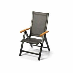 Aluminiowe rozkładane krzesło z podłokietnikami w dekorze drewna Debut Comfort obraz