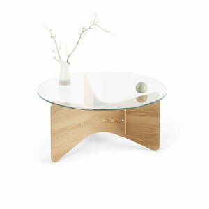 Naturalny okrągły stolik ze szklanym blatem ø 84 cm Madera – Umbra obraz