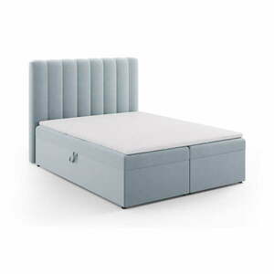 Jasnoniebieskie łóżko boxspring ze schowkiem 160x200 cm Gina – Milo Casa obraz