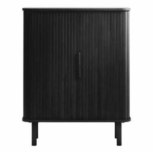 Czarna szafka w dekorze dębu z drzwiami przesuwnymi 113x90 cm Cavo – Unique Furniture obraz