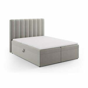 Szare łóżko boxspring ze schowkiem 160x200 cm Gina – Milo Casa obraz