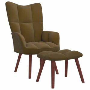 vidaXL Fotel z podnóżkiem, brązowy, obity aksamitem obraz