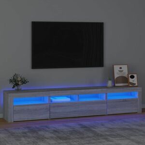 vidaXL Szafka pod TV z oświetleniem LED, szary dąb sonoma, 210x35x40 cm obraz