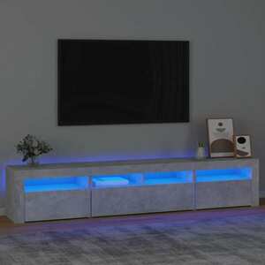 vidaXL Szafka pod TV z oświetleniem LED, szarość betonu, 210x35x40 cm obraz