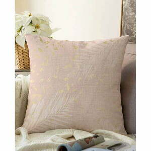 Jasnoróżowa poszewka na poduszkę z domieszką bawełny Minimalist Cushion Covers Leaves, 55x55 cm obraz