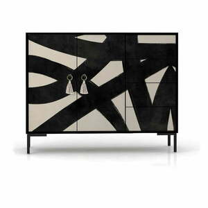 Czarno-beżowa niska komoda 113x84 cm Wilma – Really Nice Things obraz