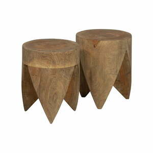 Okrągłe stoliki z litego drewna mango zestaw 2 szt. 30x30 cm Trunk – BePureHome obraz