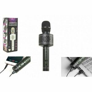 Teddies Mikrofon karaoke Bluetooth, czarny, na baterie, z USB kabelem obraz