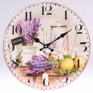 Drewniany zegar ścienny Lawenda, 34 cm obraz