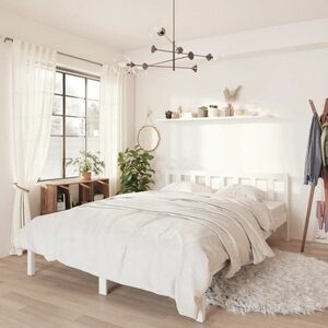 vidaXL Rama łóżka, lite drewno sosnowe, 200 x 200 cm, biała obraz