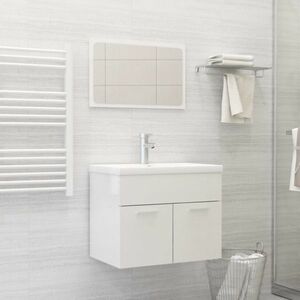 vidaXL 2-cz. zestaw mebli łazienkowych, wysoki połysk, biały obraz