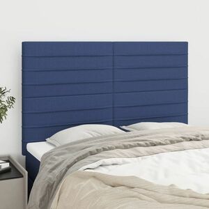 vidaXL Zagłówki do łóżka, 4 szt., niebieskie, 72x5x78/88 cm, tkanina obraz