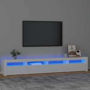 vidaXL Szafka pod TV z oświetleniem LED, biała z połyskiem, 240x35x40cm obraz