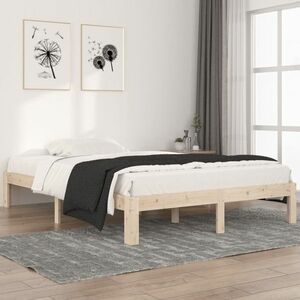 vidaXL Rama łóżka, lite drewno sosnowe, 140 x 200 cm obraz