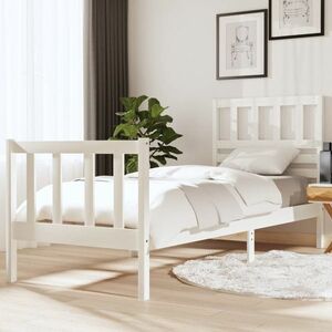 vidaXL Rama łóżka, biała, 75x190 cm, lite drewno obraz