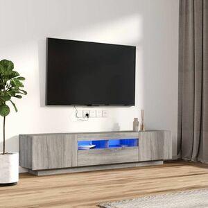 vidaXL Zestaw 2 szafek TV z oświetleniem LED, szary dąb sonoma obraz
