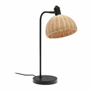 Czarno-naturalna lampa stołowa z rattanowym kloszem (wys. 56 cm) Damila – Kave Home obraz