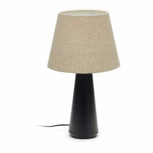 Czarno-beżowa lampa stołowa z tekstylnym kloszem (wys. 60 cm) Torrent – Kave Home obraz