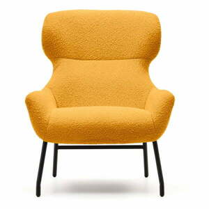 Musztardowy fotel z materiału bouclé Belina – Kave Home obraz