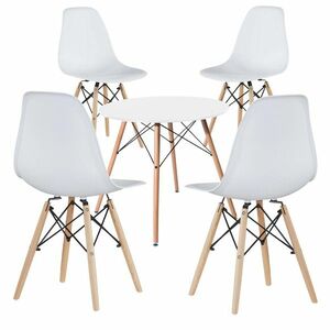 4 nowoczesne krzesła do jadalni i stół, w 3 kolorach-białe obraz