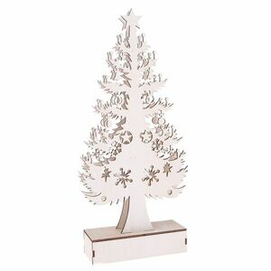 Świąteczna dekoracja drewniana LED Choinka biały, 32 x 15 cm obraz