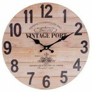 Zegar ścienny Vintage port, śr. 34 cm, drewno obraz