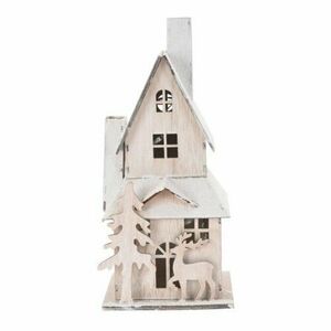 Drewniany domek Christmas house LED biały, 9 x 20, 5 x 9 cm obraz