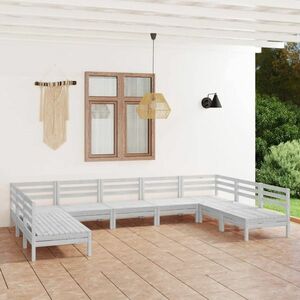 vidaXL 9-cz. zestaw mebli barowych do ogrodu, biały, drewno sosnowe obraz