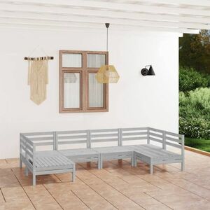 vidaXL 6-cz. zestaw wypoczynkowy do ogrodu, biały, drewno sosnowe obraz