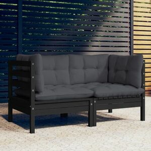 vidaXL 2-osobowa sofa ogrodowa z antracytowymi poduszkami, sosnowa obraz