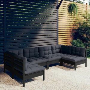 vidaXL 6-cz. zestaw wypoczynkowy do ogrodu, z poduszkami, czarny obraz
