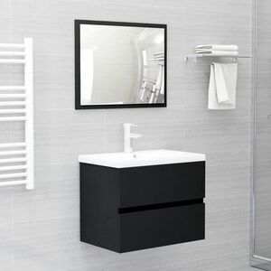 vidaXL 2-częściowy zestaw mebli łazienkowych, czarny, płyta wiórowa obraz