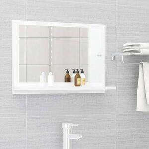 vidaXL Lustro łazienkowe, wysoki połysk, białe, 60x10, 5x37 cm obraz