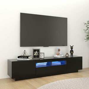 vidaXL Szafka pod TV z oświetleniem LED, czarna, 180x35x40 cm obraz