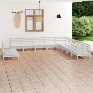 vidaXL 11-cz. zestaw wypoczynkowy do ogrodu, biały, drewno sosnowe obraz