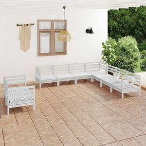 vidaXL 9-cz. zestaw wypoczynkowy do ogrodu, biały, drewno sosnowe obraz
