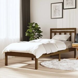 vidaXL Rama łóżka, brązowa, 75x190 cm, lite drewno obraz