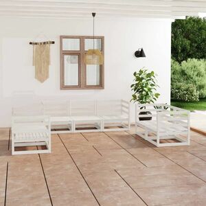 vidaXL 7-cz. zestaw mebli wypoczynkowych do ogrodu, biały, sosnowy obraz