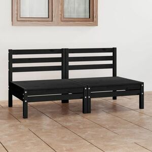 vidaXL 2-osobowa sofa ogrodowa, czarna, lite drewno sosnowe obraz