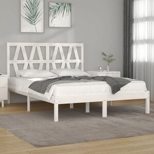 vidaXL Rama łóżka, biała, lite drewno sosnowe, 140x200 cm obraz