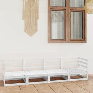 vidaXL 4-osobowa sofa ogrodowa, biała, lite drewno sosnowe obraz
