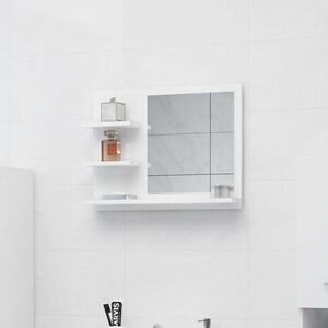 vidaXL Lustro łazienkowe, białe, wysoki połysk, 60x10, 5x45 cm obraz