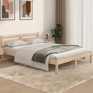 vidaXL Rama łóżka z litego drewna sosnowego, 140 x 190 cm obraz