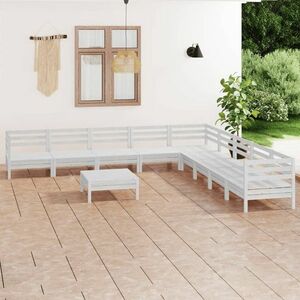 vidaXL 10-cz. zestaw wypoczynkowy do ogrodu, biały, drewno sosnowe obraz