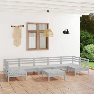 vidaXL 8-cz. zestaw wypoczynkowy do ogrodu, biały, lite drewno sosnowe obraz