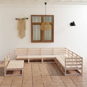vidaXL 9-cz. zestaw wypoczynkowy do ogrodu, lite drewno sosnowe obraz