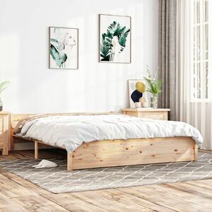 vidaXL Rama łóżka, lite drewno, 140 x 190 cm obraz
