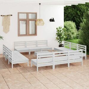 vidaXL 13-cz. zestaw mebli wypoczynkowych do ogrodu, biały, sosnowy obraz