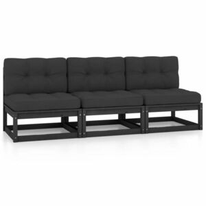 vidaXL 3-osobowa sofa z poduszkami, lite drewno sosnowe obraz