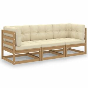 vidaXL 3-osobowa sofa ogrodowa z poduszkami, lite drewno sosnowe obraz